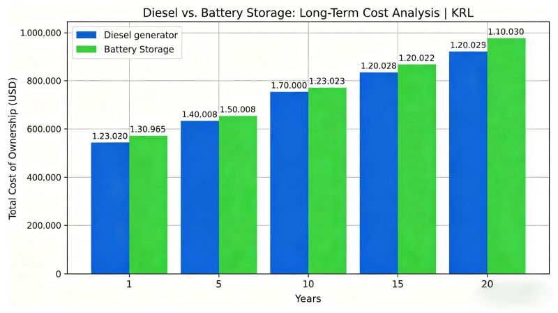 Diesel generator vs battery storage long-term cost analysis