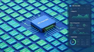 Diagram of KRL Power BMS monitoring hundreds of cells with real-time data analytics