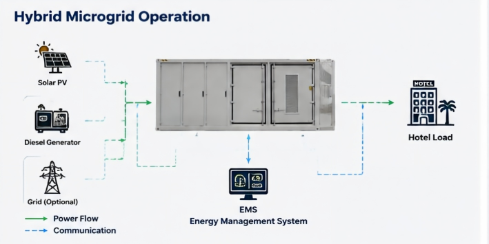 KRL-Solution-500kW-1MWh-Hotel-Hybrid-ESS-Microgrid-System-Architecture