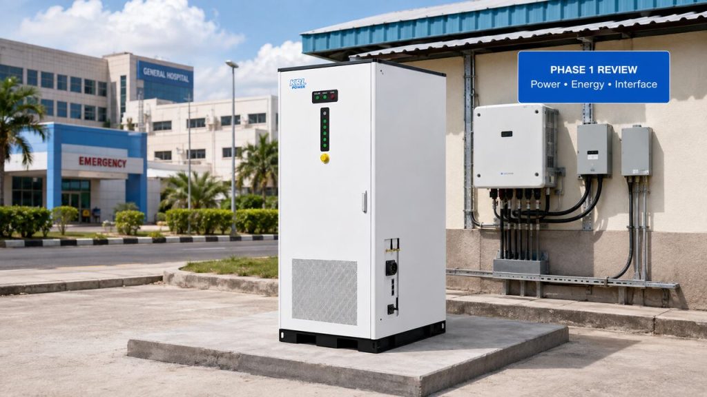 KRL-B261L 125 kW and 261 kWh liquid-cooled cabinet beside hospital PV interface equipment
