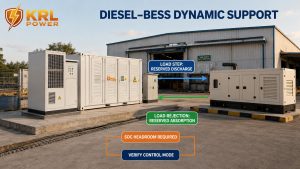 KRL B2M6L container BESS and a separate diesel generator in a Nigerian welding factory microgrid test yard with dynamic support requirements