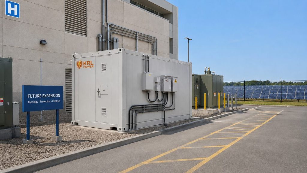 KRL-B2M6L container beside a hospital electrical compound showing future expansion planning