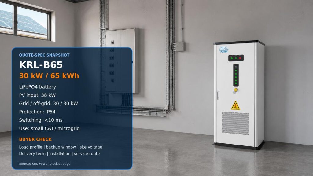 KRL-B65 30 kW and 65 kWh commercial and industrial energy storage cabinet
