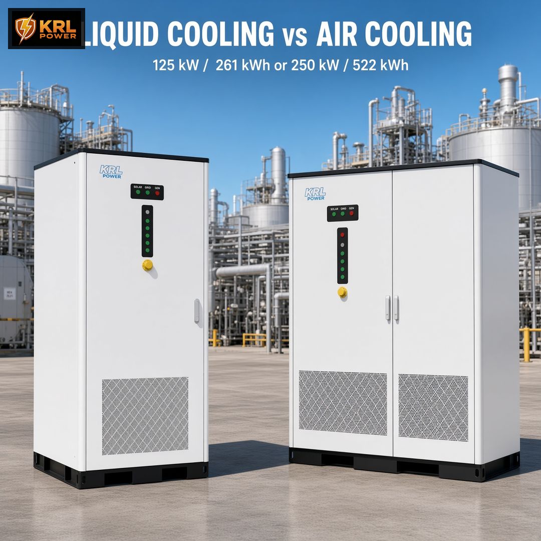 KRL-B261L 125 kW 261 kWh and KRL-B522L 250 kW 522 kWh liquid-cooled cabinets used in the cooling-method review