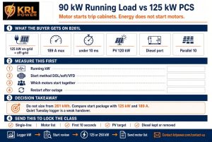 KRL-B261L 125 kW 261 kWh first screen for one factory feeder after motor-start review