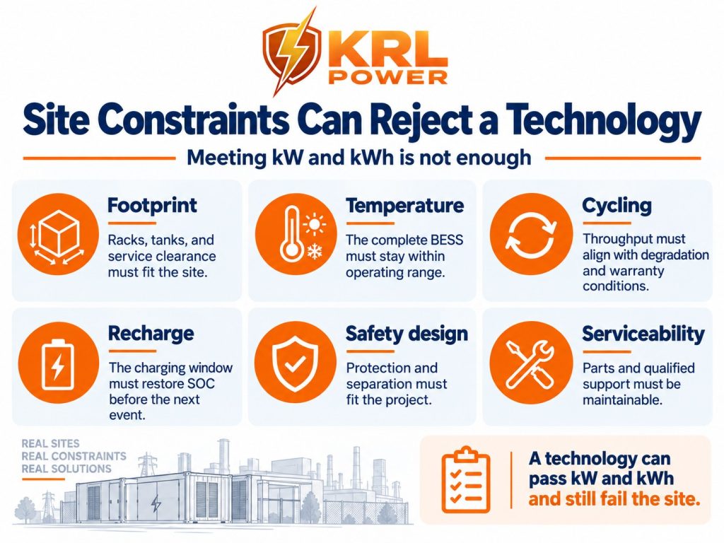 C&I BESS technology rejection screen for footprint temperature cycling recharge safety design and serviceability