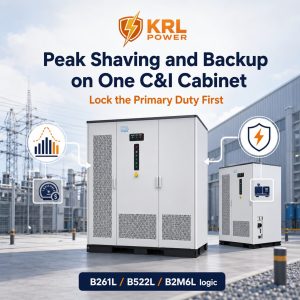 Armoire de stockage d'énergie KRL C&I destinée à l'écrêtement des pics de consommation et à la gestion des tâches de secours
