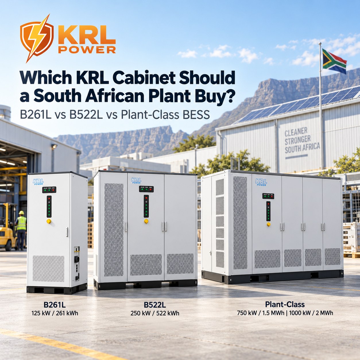 Options KRL B261L, B522L et BESS de classe « usine » pour les installations industrielles sud-africaines