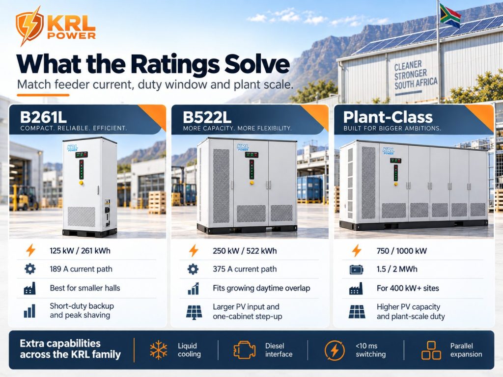 Engineering value comparison of KRL B261L, B522L and plant-class energy storage ratings